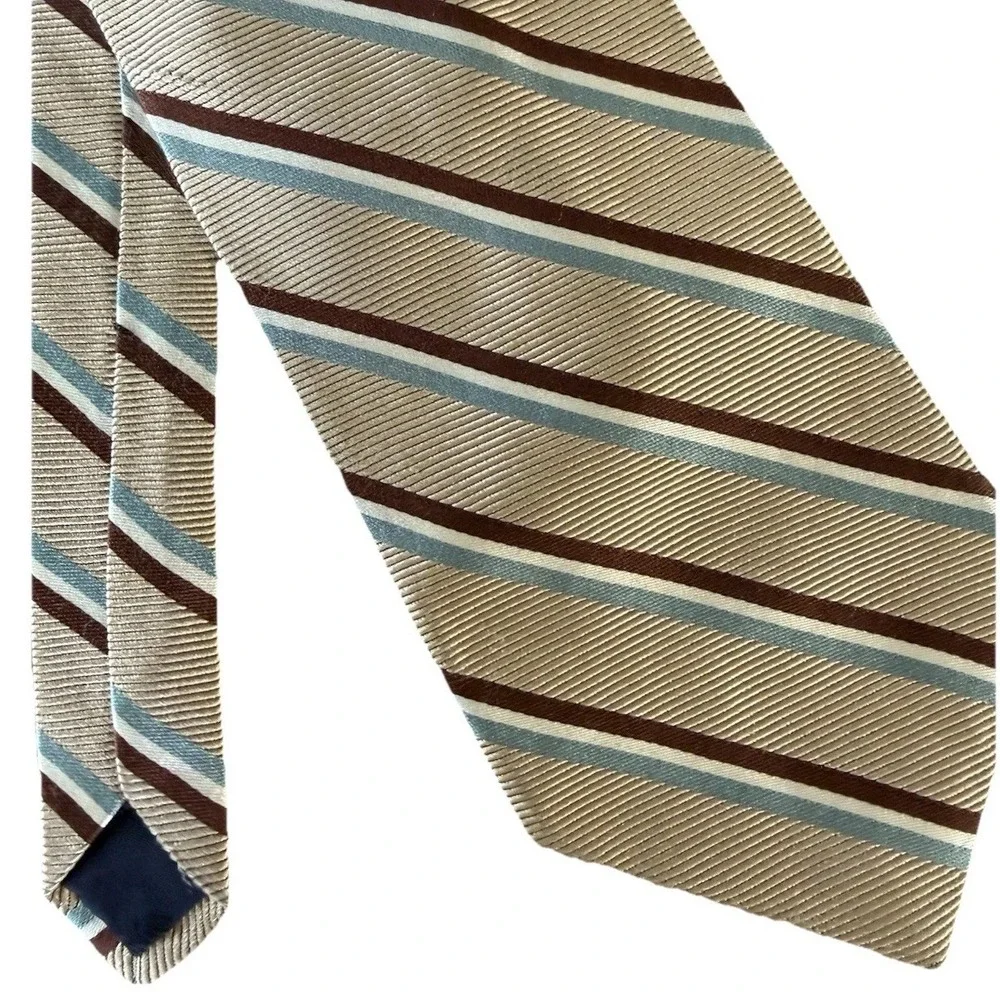 Brooks Brothers Necktie Mens OS Gold Blue Burgundy Excellent Vintage Silk Repp‎